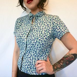 EC Star Retro 1960s Style Peter Pan Collar Top